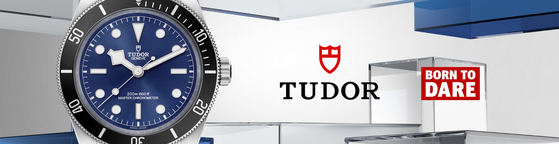 Black Bay 68 Tudor logo and Born to Dare logo